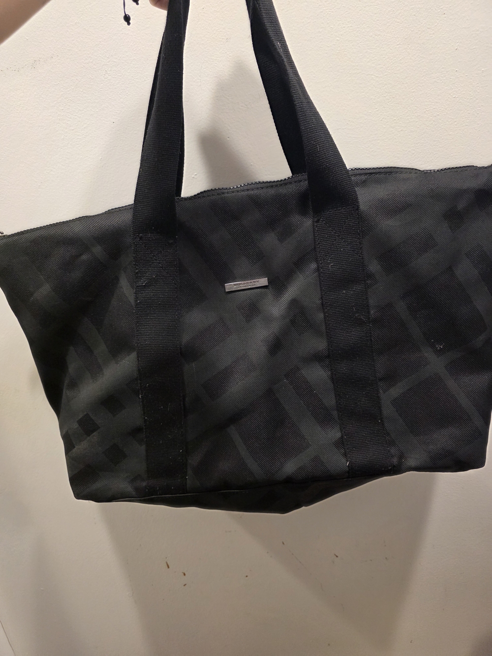 Black Logo-Accent Burberry Tote